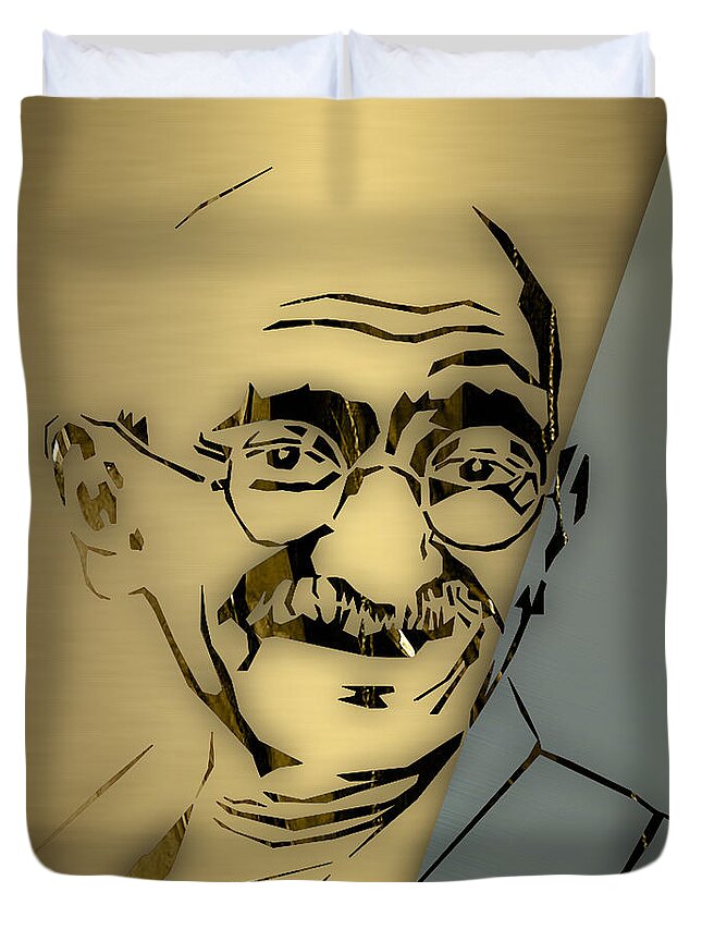 Gandhi Duvet Cover featuring the mixed media Mahatma Gandhi Collection #1 by Marvin Blaine