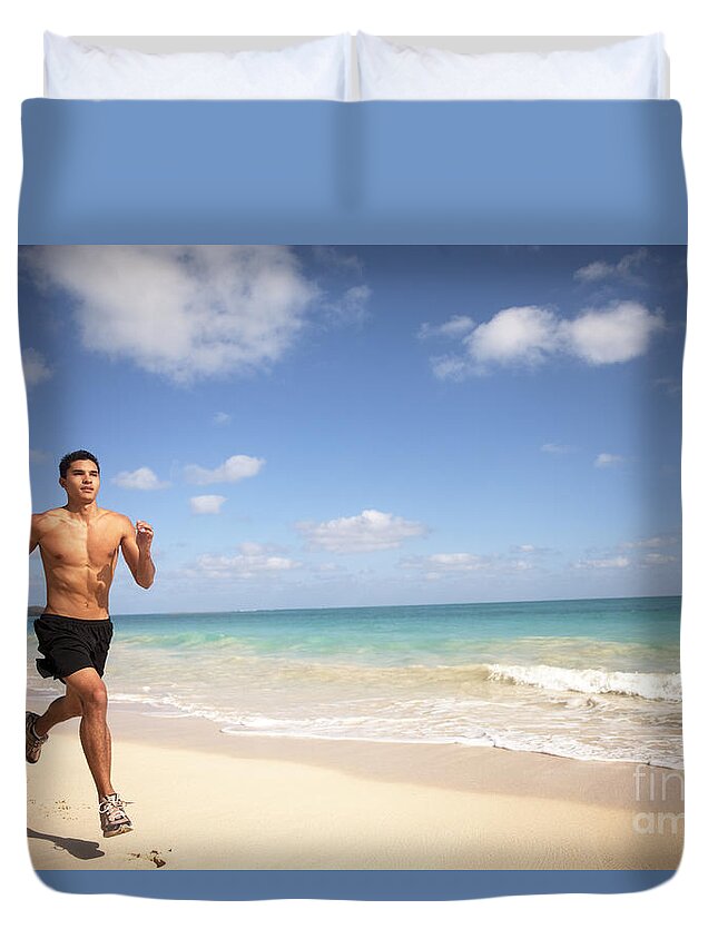 Athlete Duvet Cover featuring the photograph Male Runner #1 by Sri Maiava Rusden - Printscapes