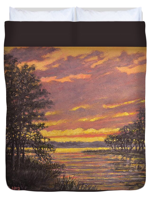 Marsh Duvet Cover featuring the painting Marsh Sketch # 7 #1 by Kathleen McDermott