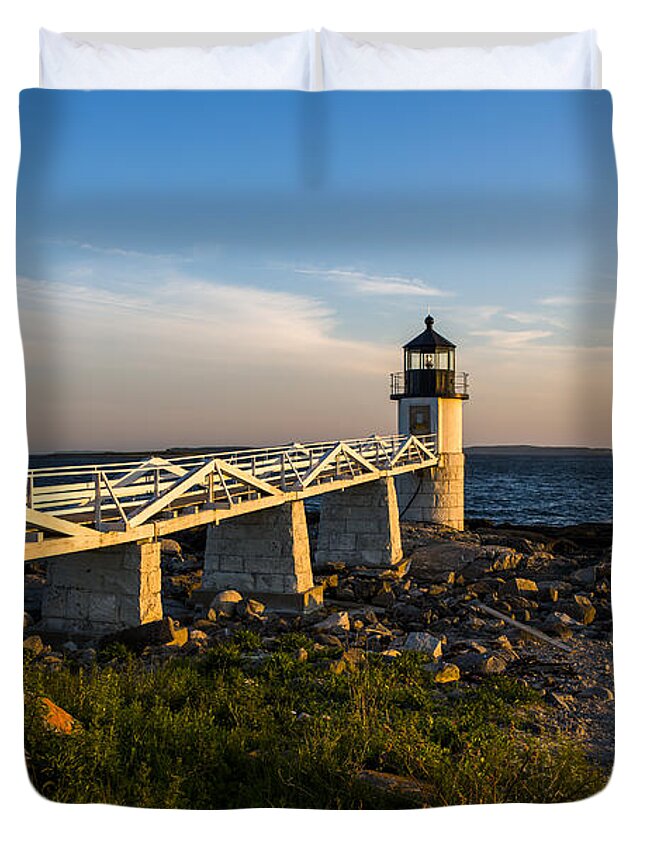 Lighthouse Duvet Cover featuring the photograph Marshall Point Lighthouse #1 by Diane Diederich
