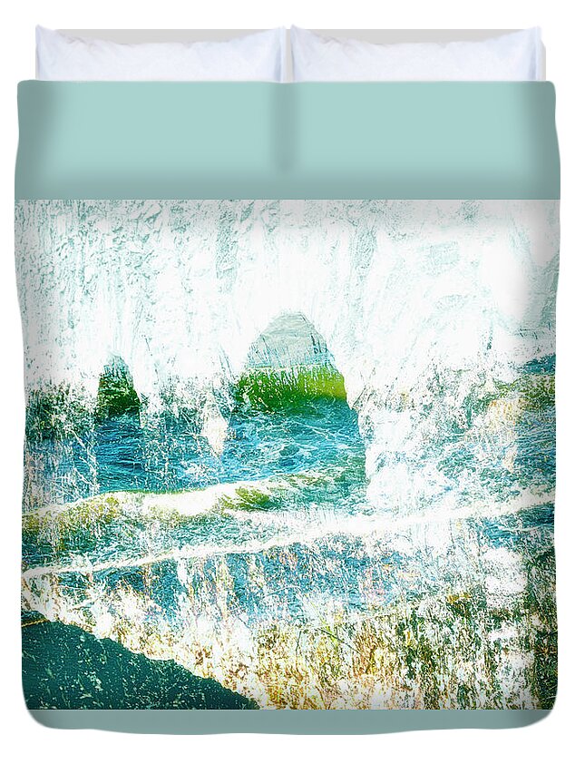 Landscape Duvet Cover featuring the mixed media Mirage #2 by Gerlinde Keating