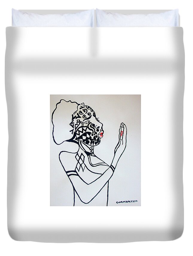 Jesus Duvet Cover featuring the painting Mirror Mirror #1 by Gloria Ssali