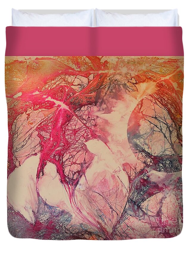 Birds Duvet Cover featuring the painting Moonsong by Elizabeth Carr