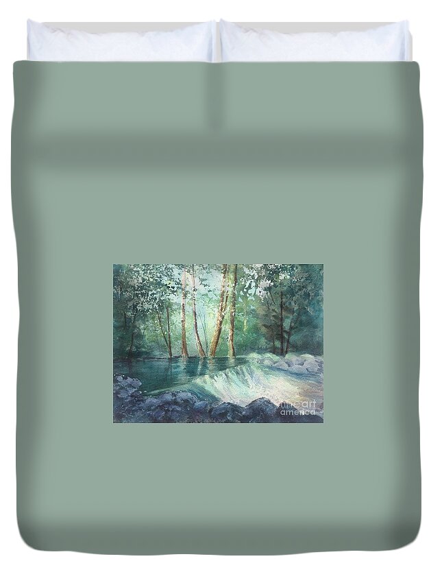 Mosquito Creek Vancouver Duvet Cover featuring the painting Mosquito Creek 2 by Watercolor Meditations