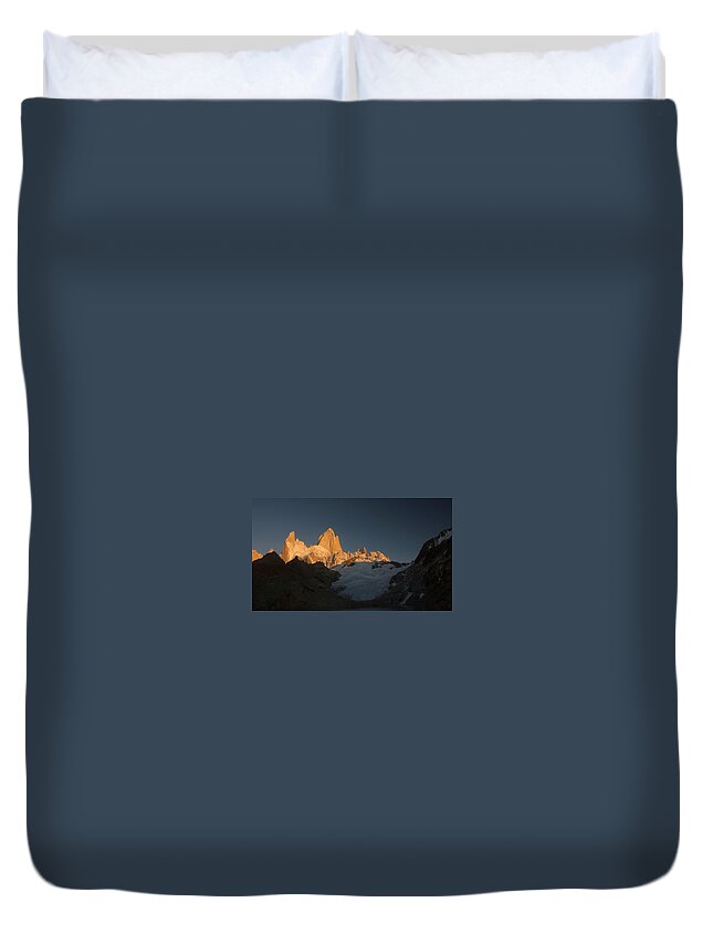 Mount Fitzroy Duvet Cover featuring the digital art Mount Fitzroy #1 by Super Lovely