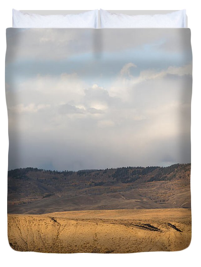 Carol M. Highsmith Duvet Cover featuring the photograph Mountain meadow and hay bales in Grand County #2 by Carol M Highsmith