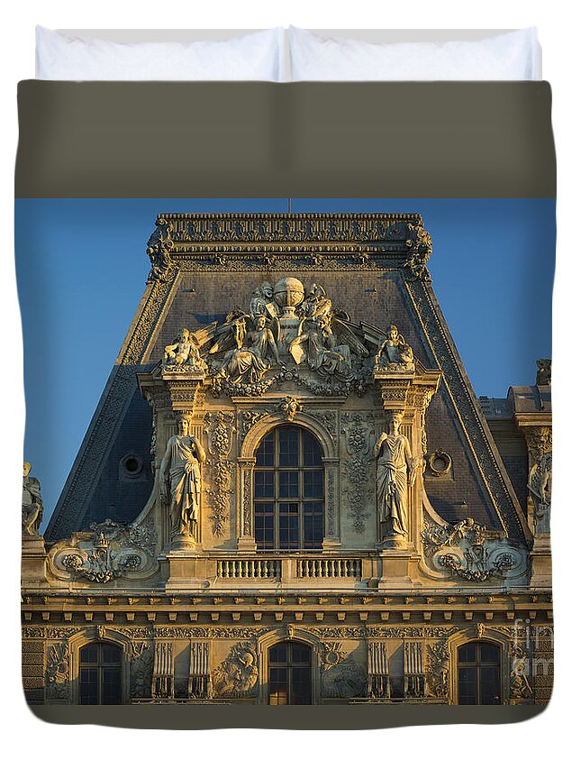 Paris Duvet Cover featuring the photograph Musee du Louvre Roof by Brian Jannsen