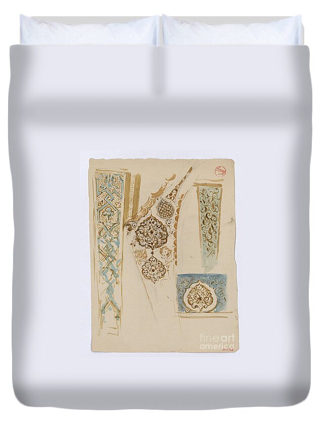 Maria Fortuny Duvet Cover featuring the painting Muslim-style decoration #2 by MotionAge Designs