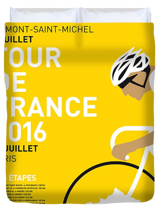 2016 Duvet Cover featuring the digital art My Tour De France Minimal Poster 2016 by Chungkong Art