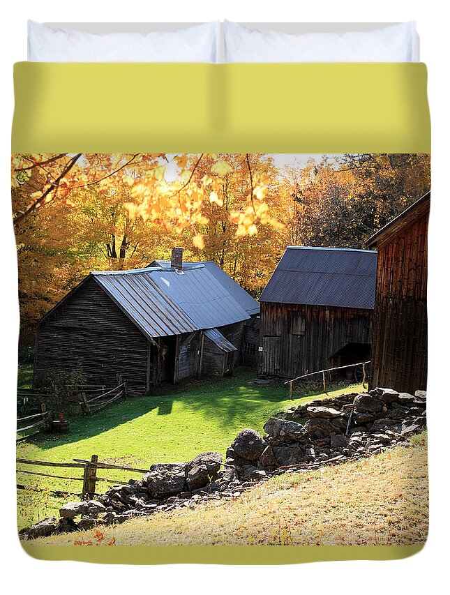 New Hampshire Duvet Cover featuring the photograph Poore Family Homestead Farm by Brett Pelletier