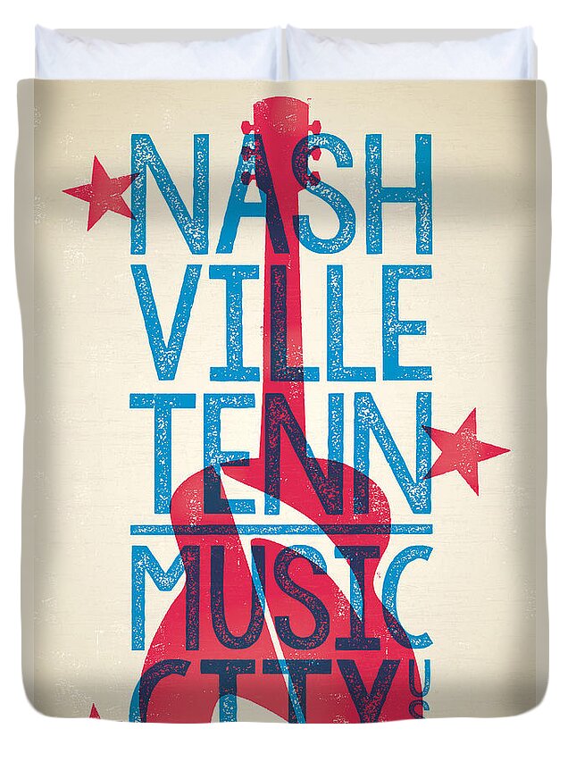 #faatoppicks Duvet Cover featuring the digital art Nashville Poster - Tennessee by Jim Zahniser