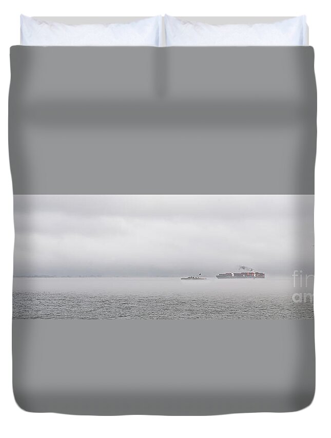 Fog Duvet Cover featuring the photograph Navigate the Fog #1 by Dale Powell