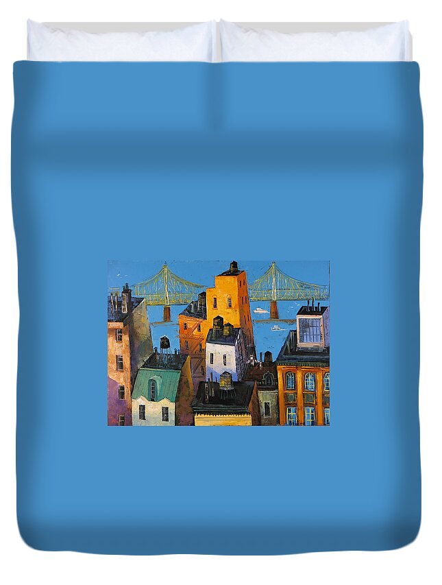 Motif Duvet Cover featuring the painting New York #2 by Mikhail Zarovny