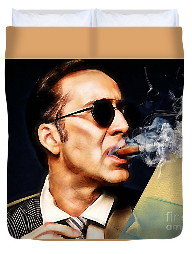 Nicolas Cage Duvet Cover featuring the mixed media Nicolas Cage Collection #1 by Marvin Blaine
