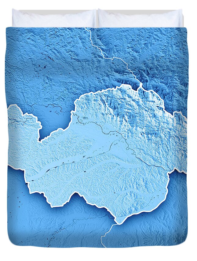 Niederbayern Duvet Cover featuring the digital art Niederbayern Regierungsbezirk Bayern 3D Render Topographic Map B #1 by Frank Ramspott