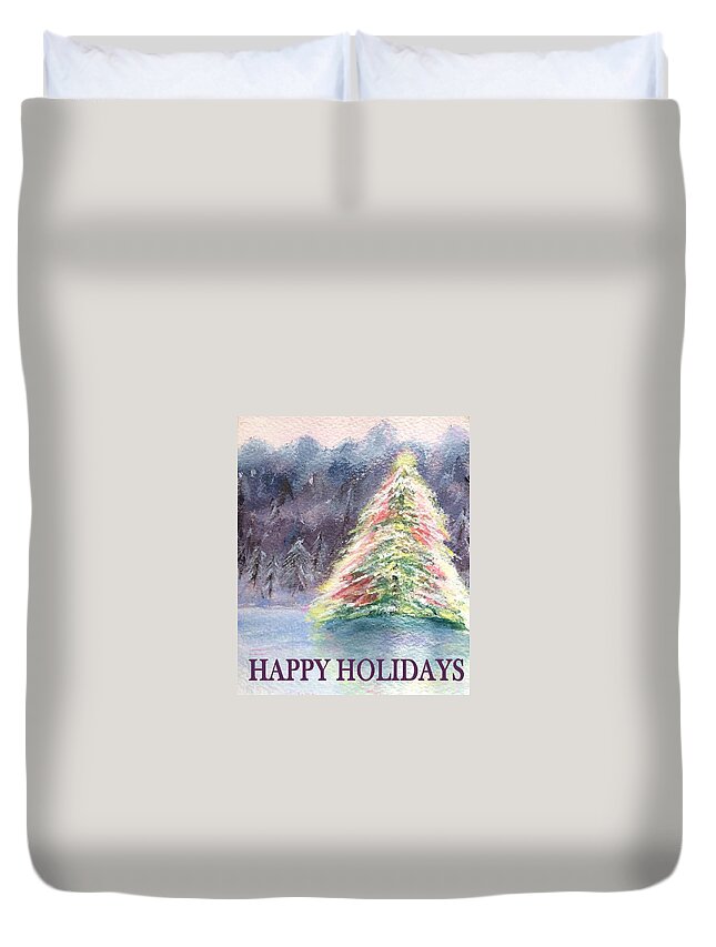 Christmas Tree Duvet Cover featuring the painting Oh Christmas Tree by Deborah Naves