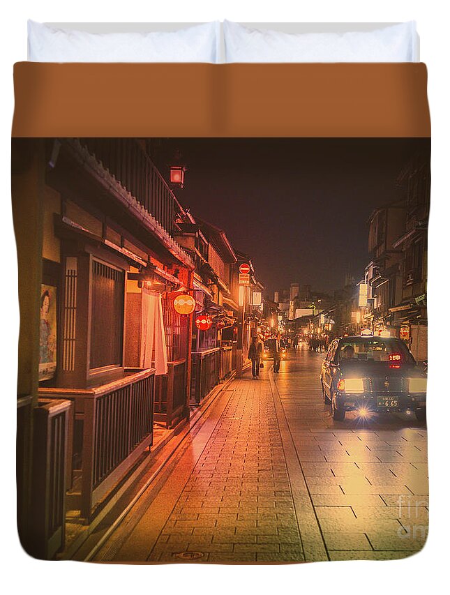 Travel Duvet Cover featuring the photograph Old Kyoto, Gion Japan #1 by Perry Rodriguez