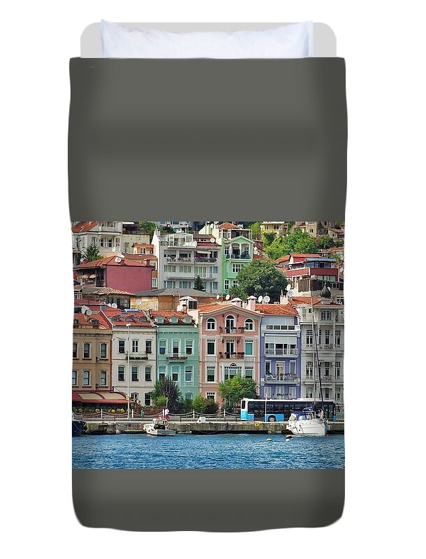 Bosphorus Duvet Cover featuring the photograph on the Bosphorus #1 by Lisa Dunn