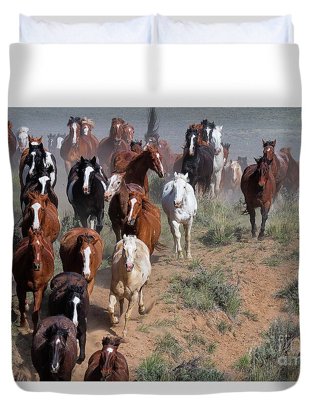 Great American Horse Drive Duvet Cover featuring the photograph On the Rim #1 by Jim Garrison