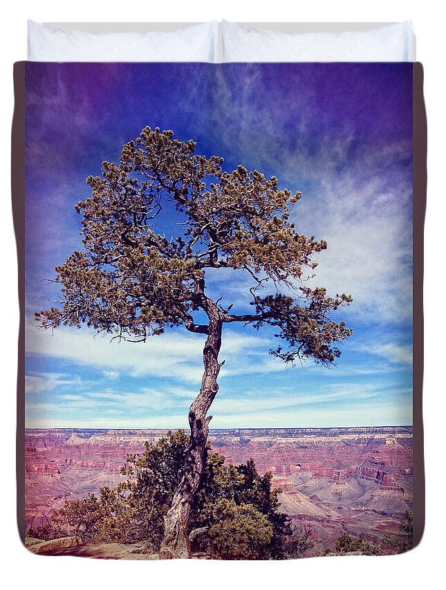 Grand Canyon Duvet Cover featuring the photograph On the Rim #1 by Leda Robertson