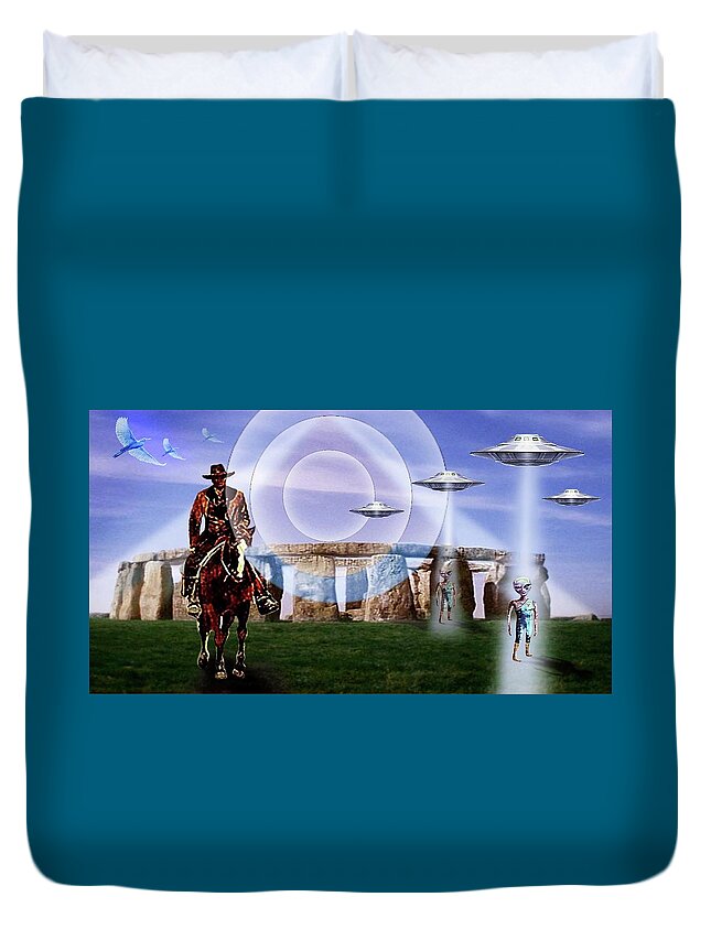 Stonehenge Duvet Cover featuring the mixed media Once Upon a Time . . . #1 by Hartmut Jager