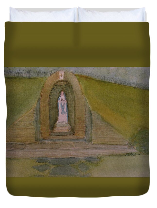 Mary Duvet Cover featuring the painting Our Lady of Seven Dolores #1 by David Bartsch