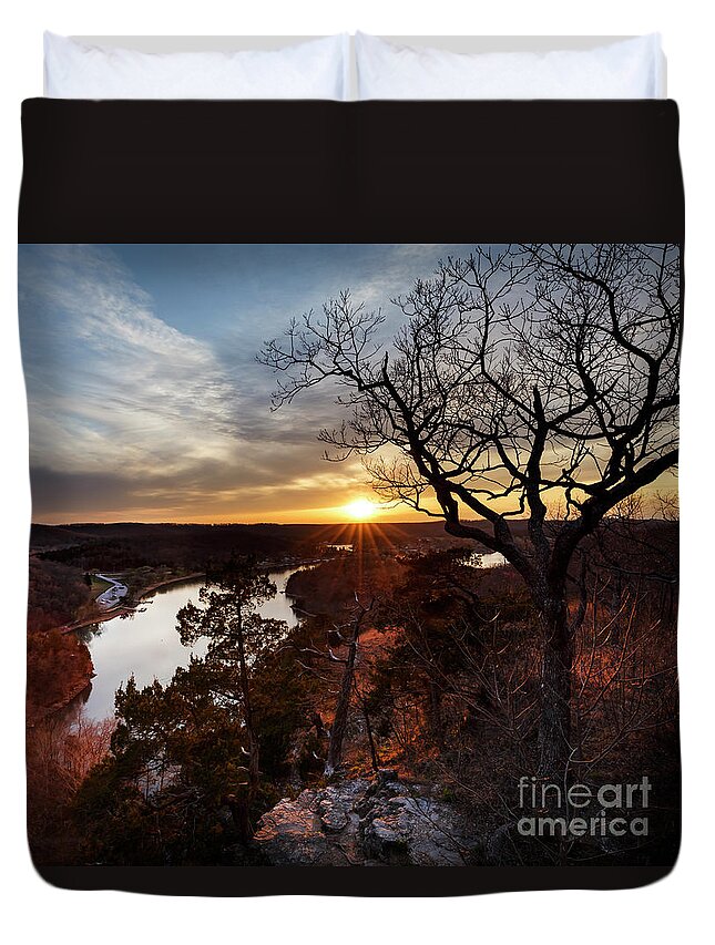 Ha Ha Tonka Duvet Cover featuring the photograph Ozark Sunset from the Bluff by Dennis Hedberg