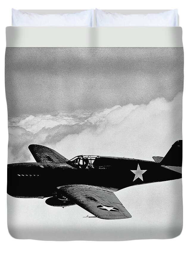 Ww2 Duvet Cover featuring the photograph P-40 Warhawk by War Is Hell Store