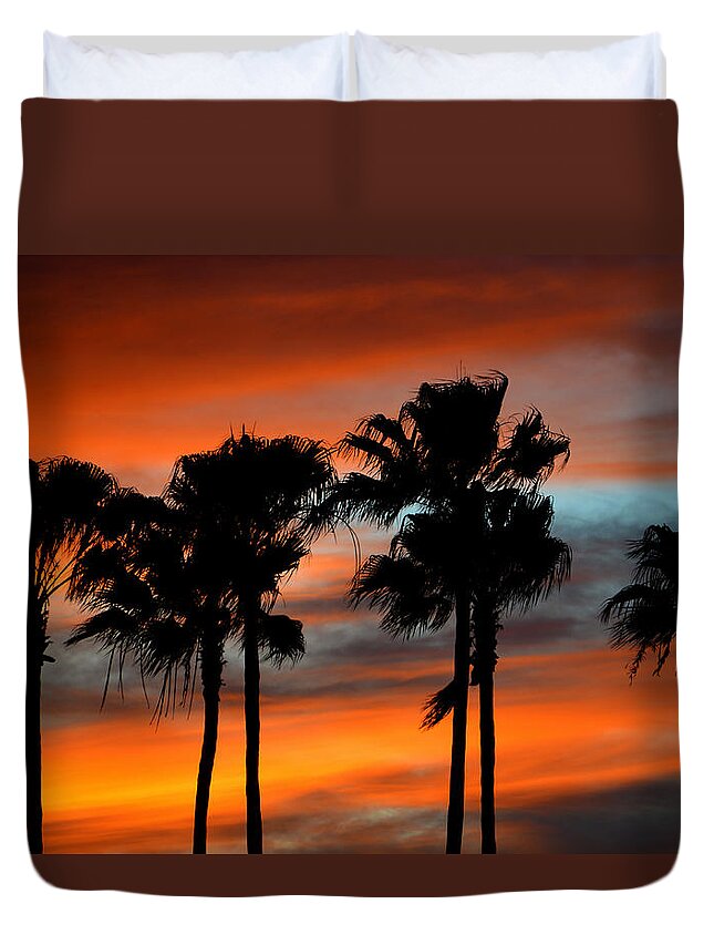 Palm Trees Duvet Cover featuring the photograph Palmset #1 by David Lee Thompson