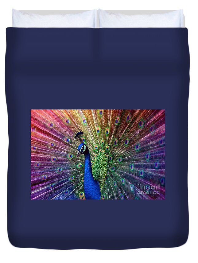 Beauty Duvet Cover featuring the photograph Peacock by Hannes Cmarits