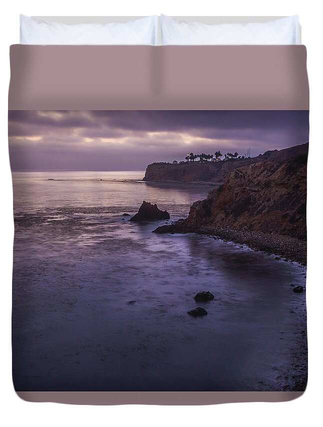 Beach Duvet Cover featuring the photograph Pelican Cove and Point Vicente after Sunset #1 by Andy Konieczny