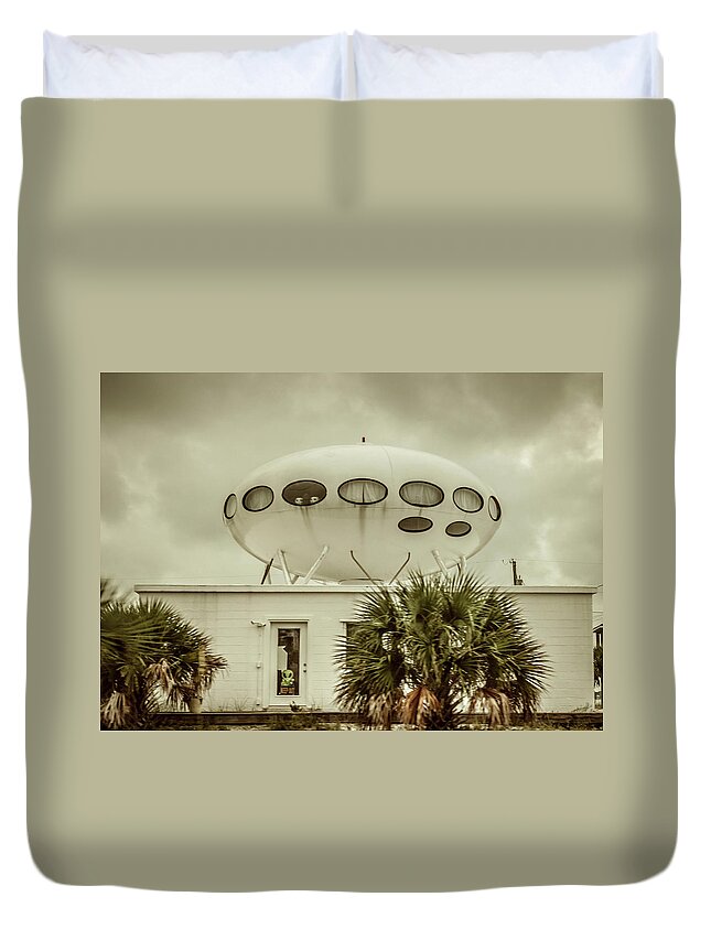 Pensacola Beach Duvet Cover featuring the photograph Pensacola Beach UFO House #2 by Debra Forand