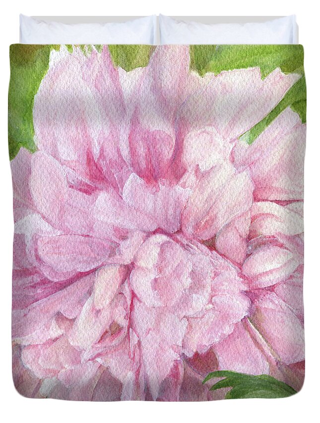 Pink Flower Duvet Cover featuring the painting Pink Peony by Laurie Rohner