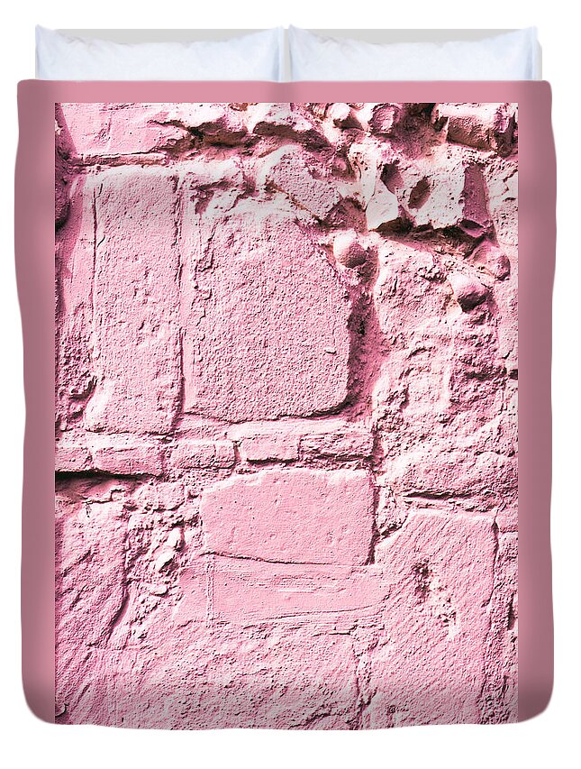 Abstract Duvet Cover featuring the photograph Pink wall #1 by Tom Gowanlock