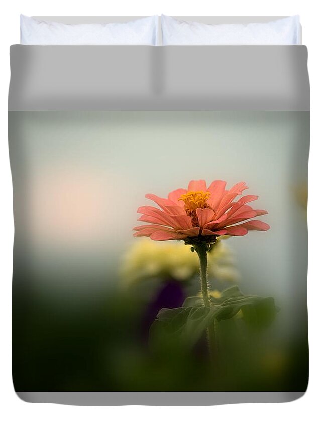 Art Duvet Cover featuring the photograph Pink Zinnia I by Joan Han