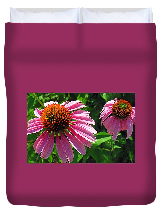 Floral Duvet Cover featuring the photograph Pinks #1 by Barbara McDevitt