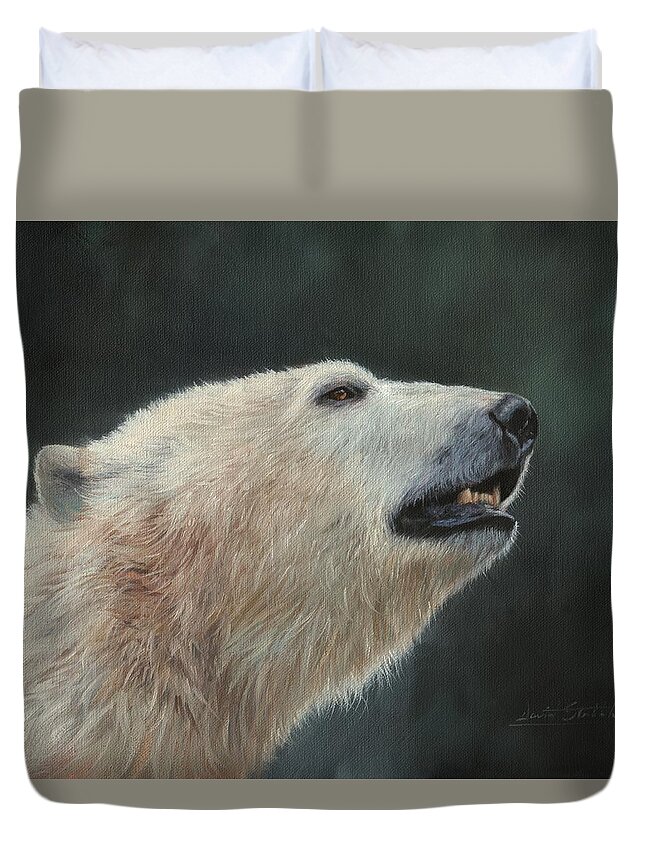 Polar Bear Duvet Cover featuring the painting Polar Bear #2 by David Stribbling