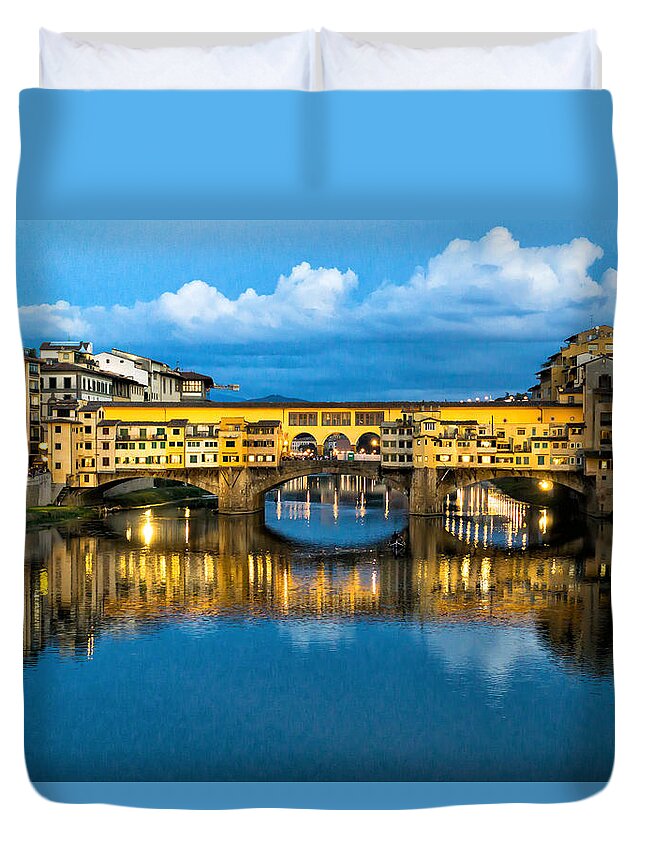 Ponte Vecchio Duvet Cover featuring the photograph Ponte Vecchio by Weir Here And There