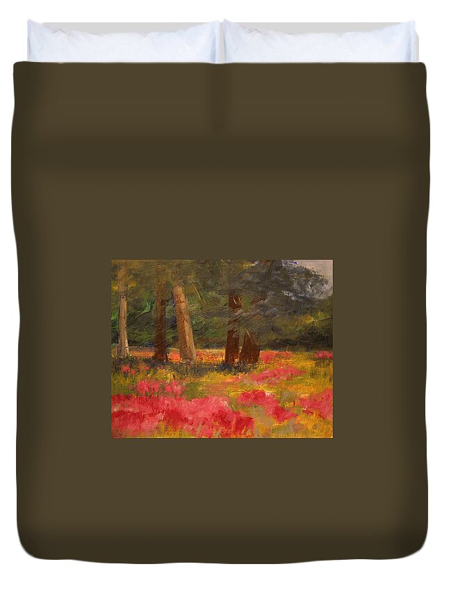 Poppy Painting Duvet Cover featuring the painting Poppy Meadow #1 by Julie Lueders 