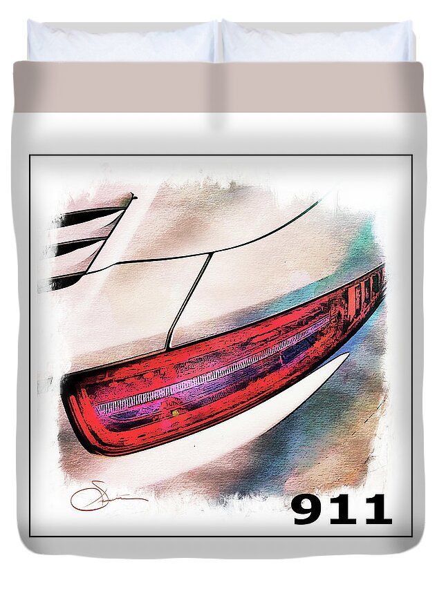 Porsche Duvet Cover featuring the digital art Porsche 911 #1 by Rob Smith's