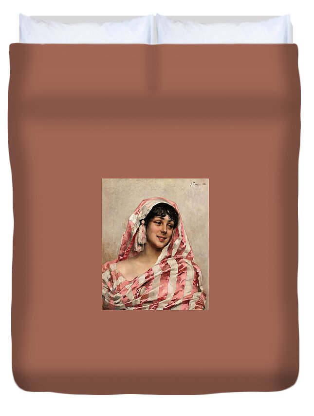 Albert Edelfelt Duvet Cover featuring the painting Portrait Of A Lady #1 by MotionAge Designs