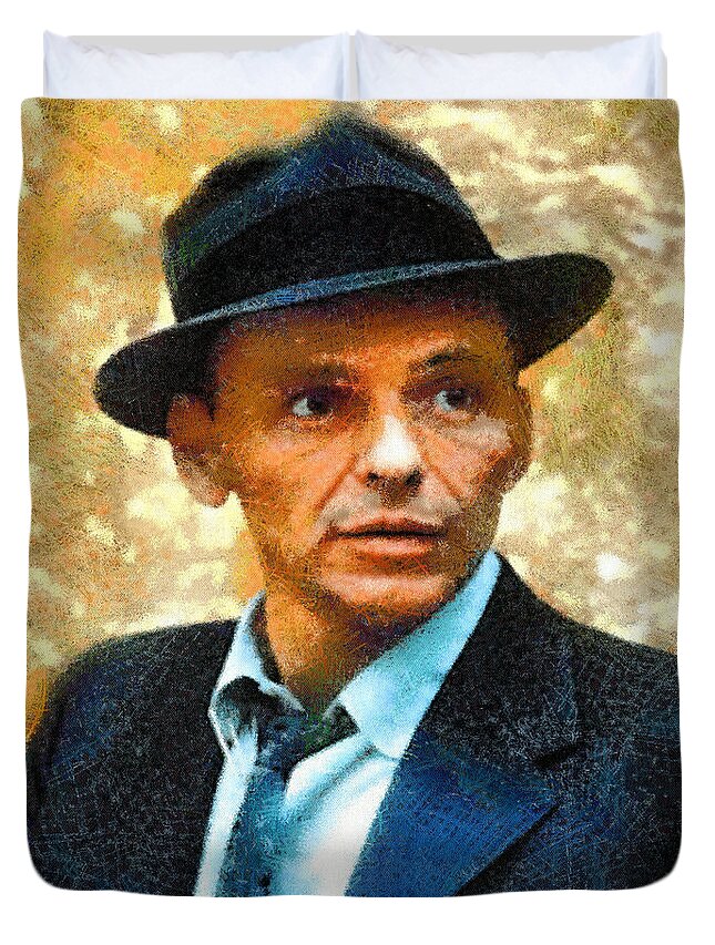 Portrait Duvet Cover featuring the digital art Portrait of Frank Sinatra #2 by Charmaine Zoe