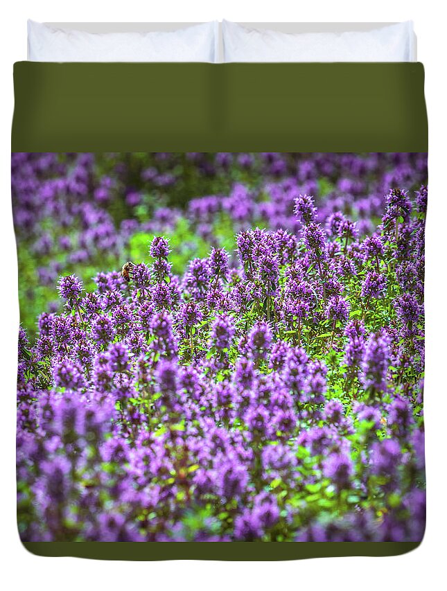 Meadow Duvet Cover featuring the photograph Purple Meadow #1 by Lilia S
