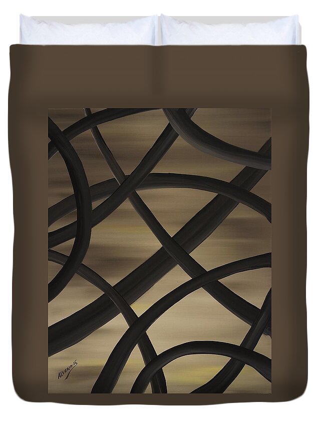 Roots Duvet Cover featuring the painting Raices #1 by Edwin Alverio
