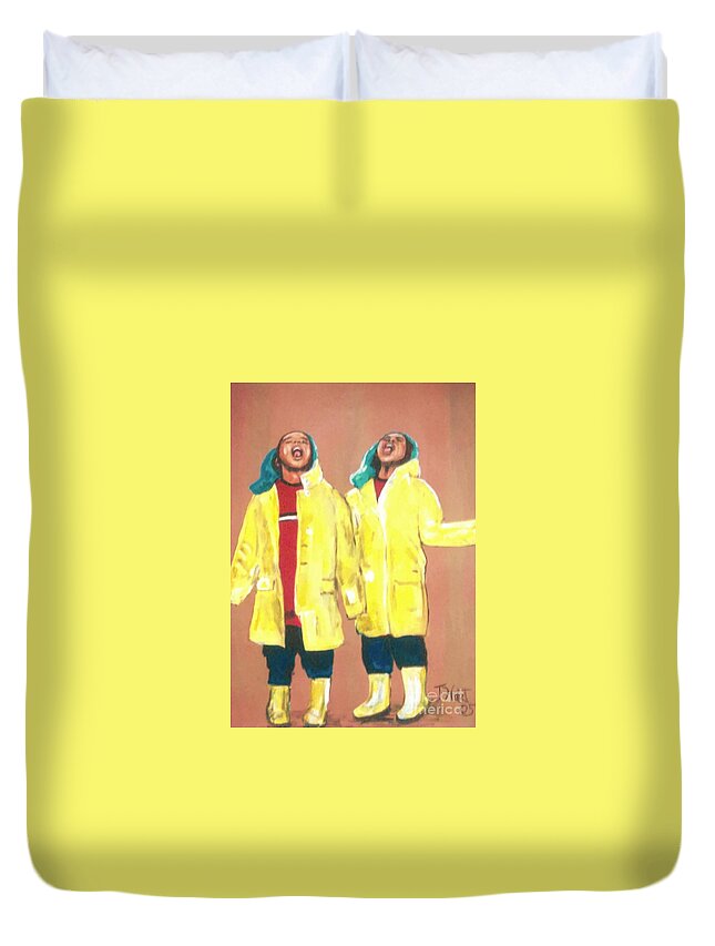 Rain Drops Weather Children Duvet Cover featuring the painting Rain Drop's #1 by Tyrone Hart