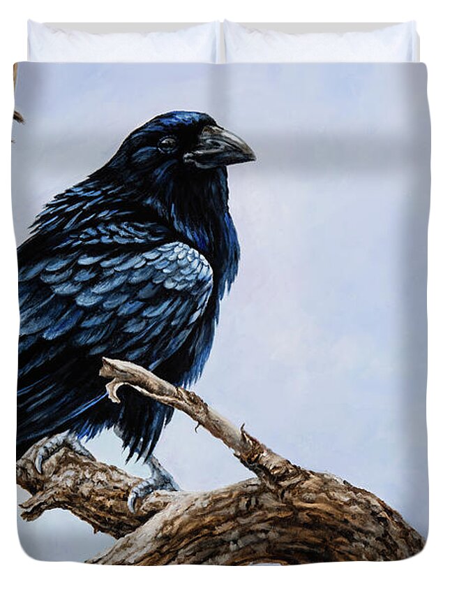 Raven Duvet Cover featuring the painting Raven #2 by Igor Postash