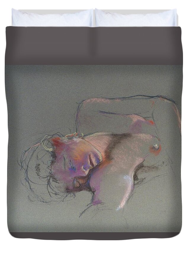 Close-up Duvet Cover featuring the painting Reclining Study #1 by Barbara Pease