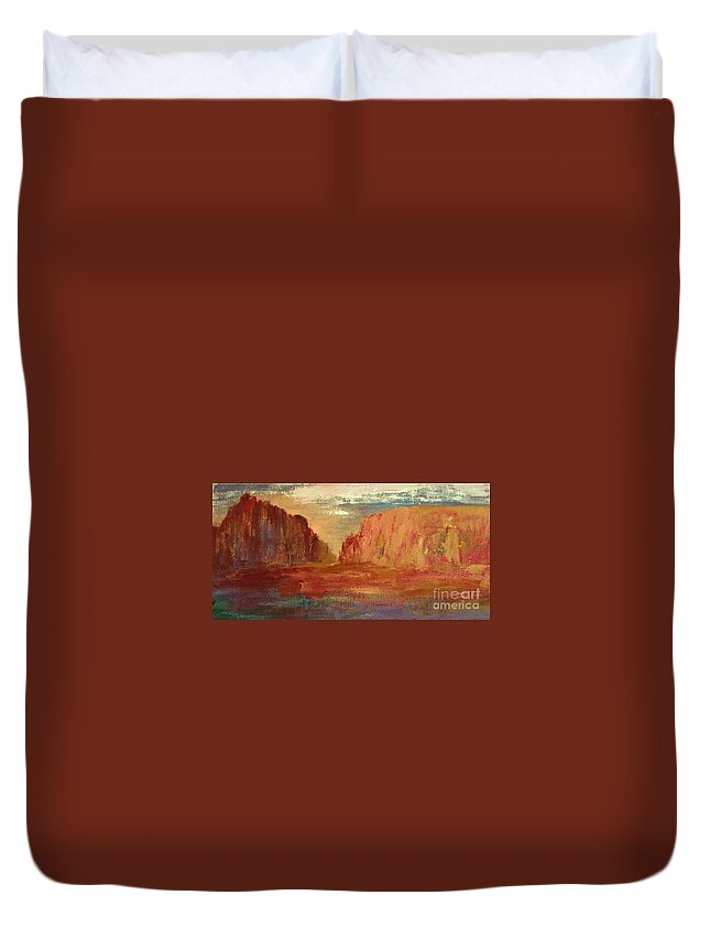Painting Duvet Cover featuring the painting Red Sedona by Julie Lueders 