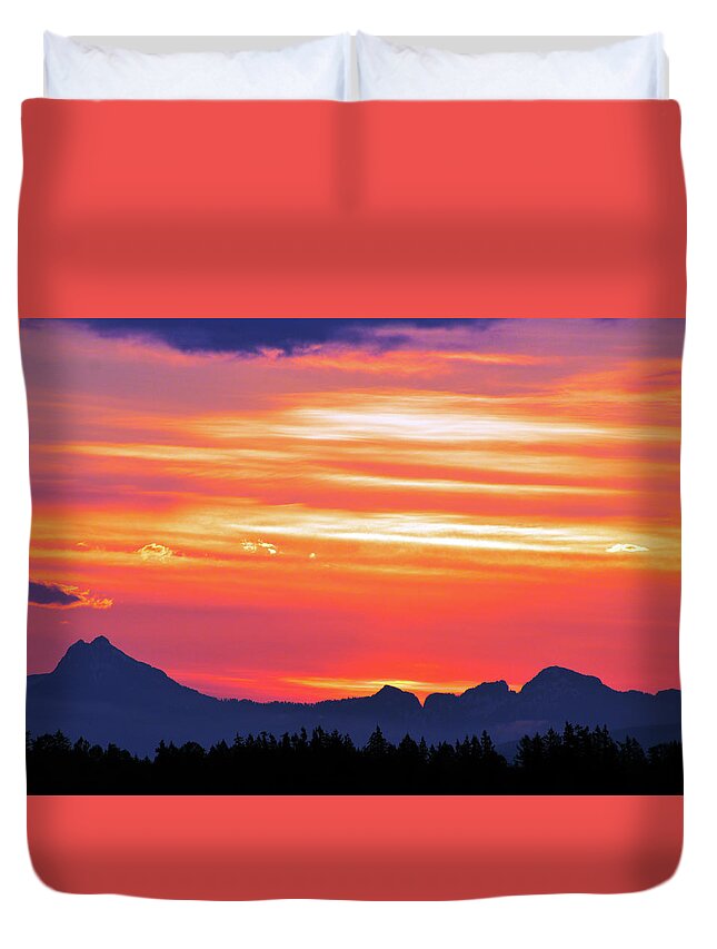 Sunrise Duvet Cover featuring the photograph Red Sunrise #1 by Brian O'Kelly