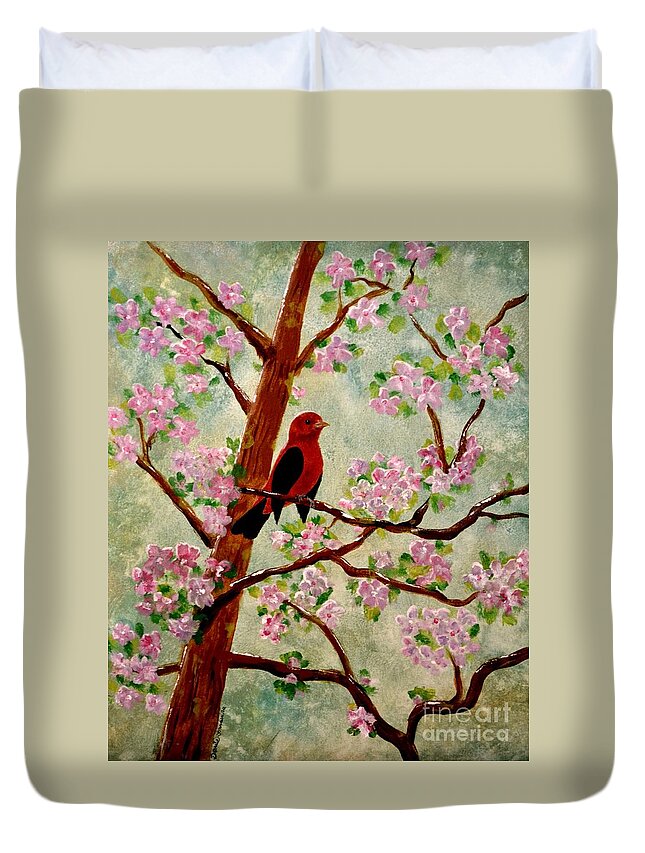 Red Tangler Duvet Cover featuring the painting Red Tangler #1 by Denise Tomasura